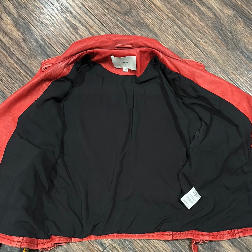 Red Ashville Lamb Leather Biker Jacket size 38 (size 6) - Picture 5 of 9